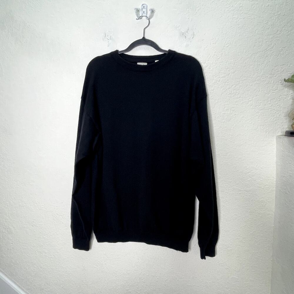 Vintage 90s GAP Mens XL Black 100% Merino Wool Sweater Hong Kong Crewneck